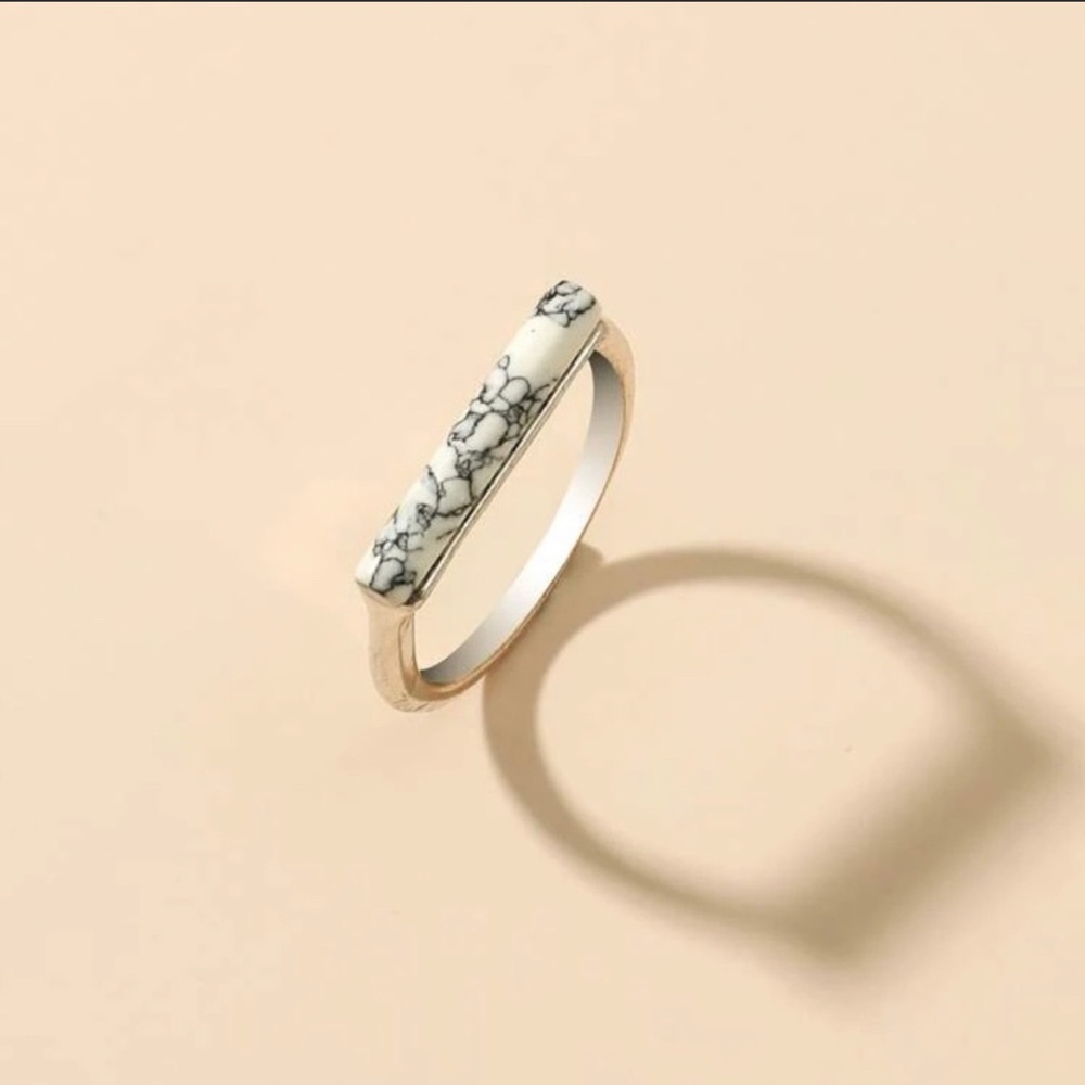 White Marble Accent Ring